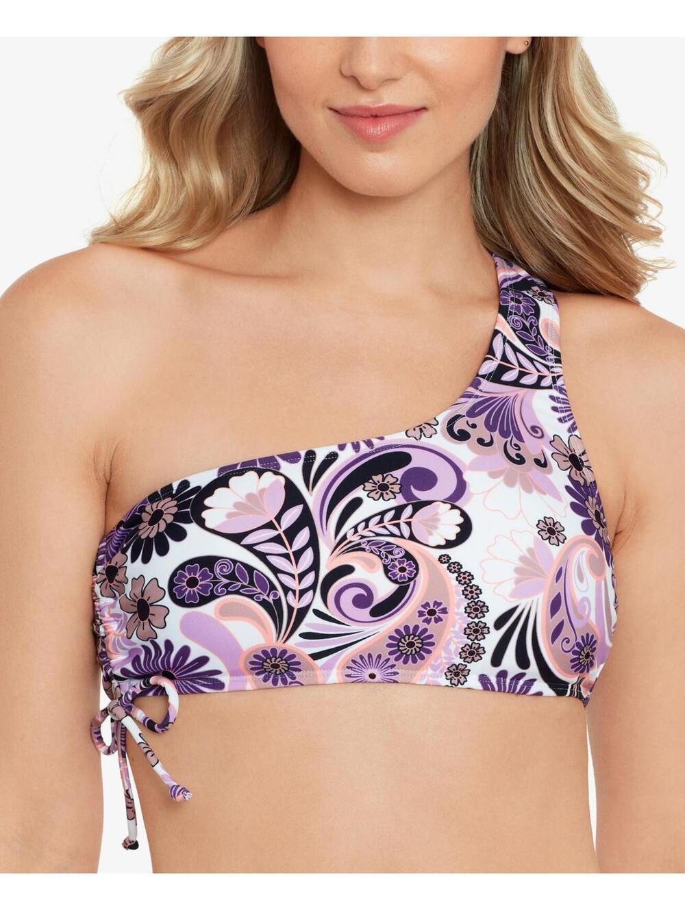 SALT COVE WOMENS PRINTED ONE-SHOULDER S SWIRL TWIRL TAUPE M - Picture 3 of 3